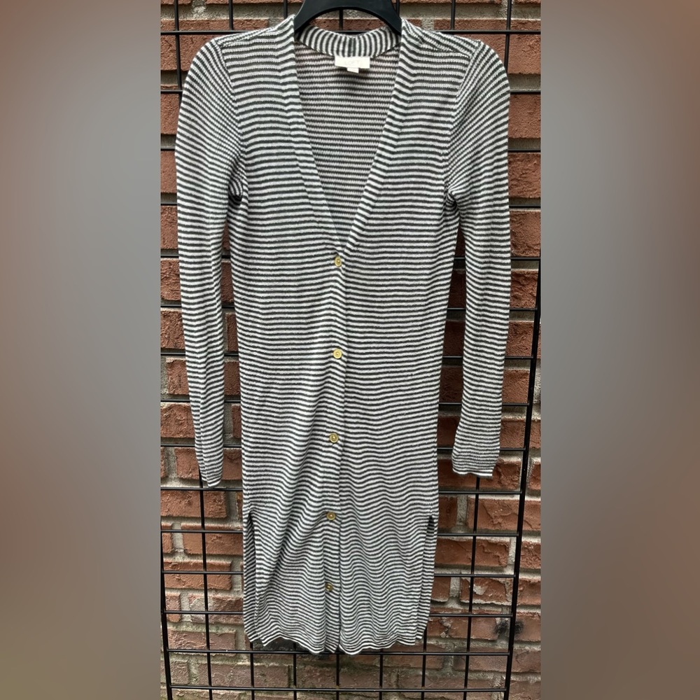 Loft Green and White Button Up Cardigan